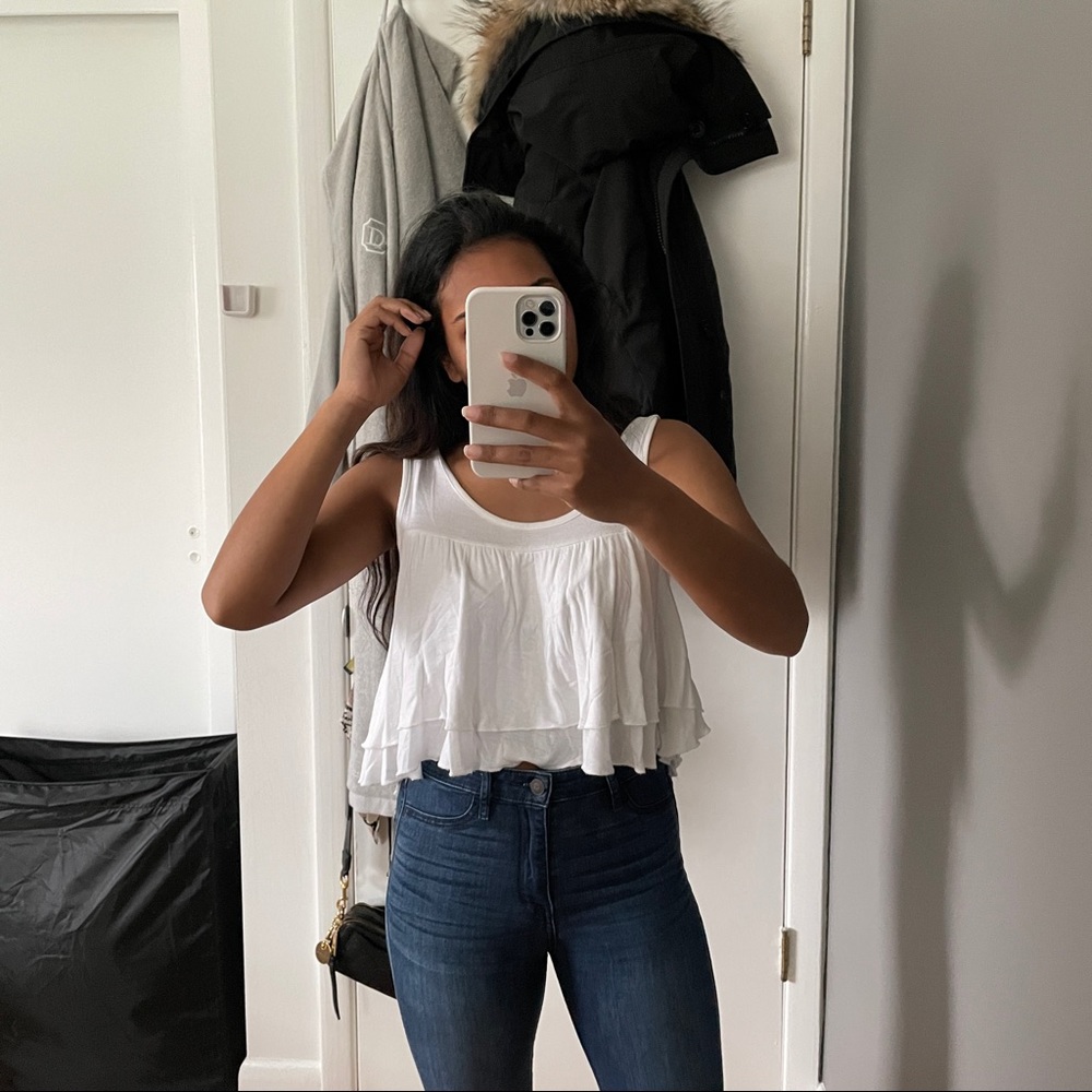 White Cropped Tank